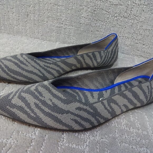 ROTHY'S The Point Retired Zebra Print Flats Slip on Shoes Women's Size 7 - Picture 7 of 12